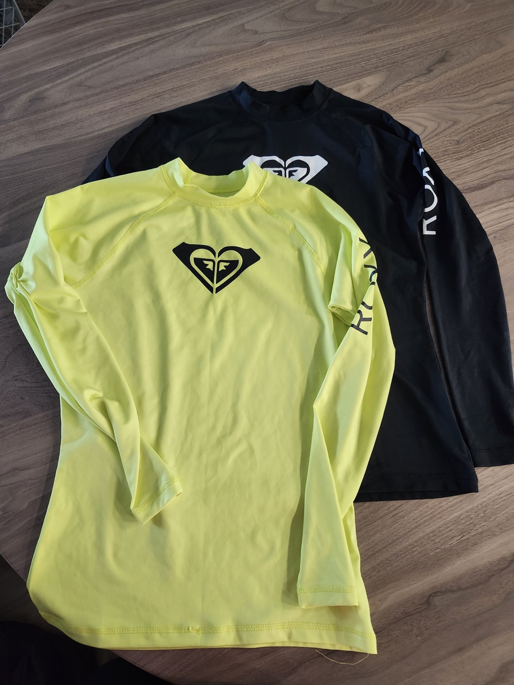 2 Pc Bundle- Roxy Long Sleeve Rash Guard - Neon Yellow & Black
